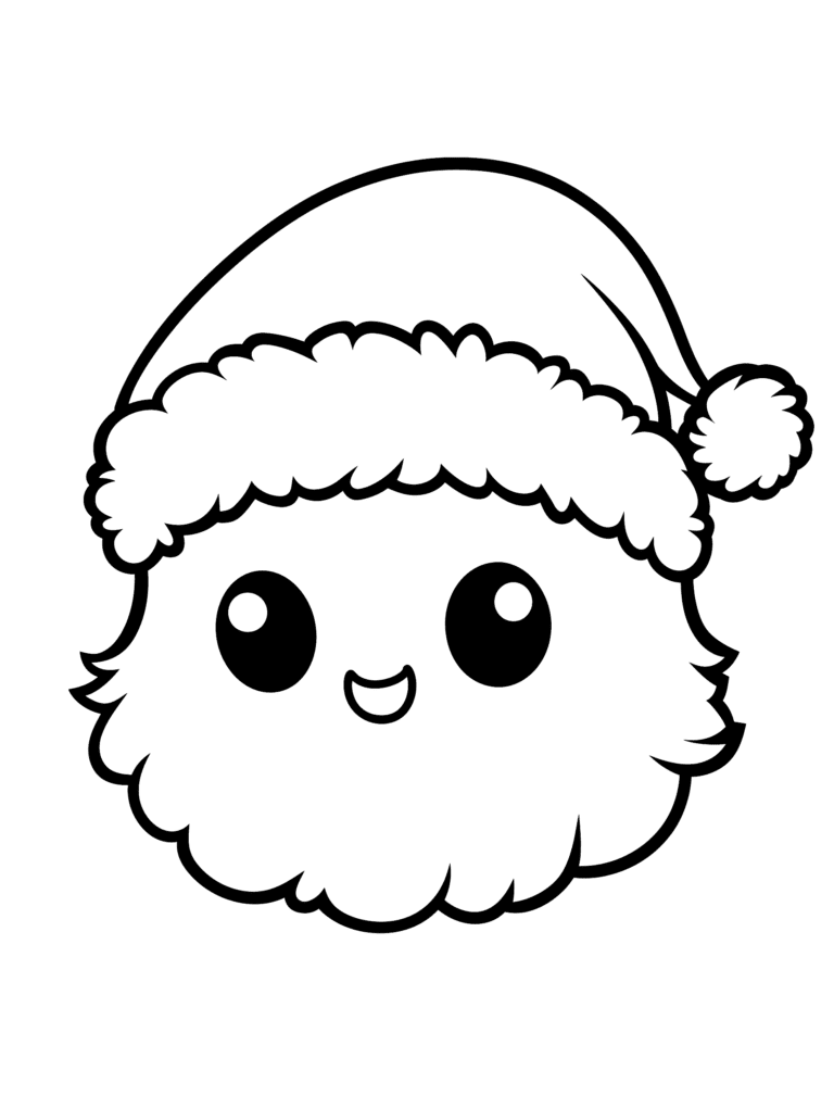 Adorable Smiling Fluffy Character With Big Eyes and a Festive Santa Hat Ready for Holiday Cheer Kids Christmas Printable Coloring Pages By Best Printable